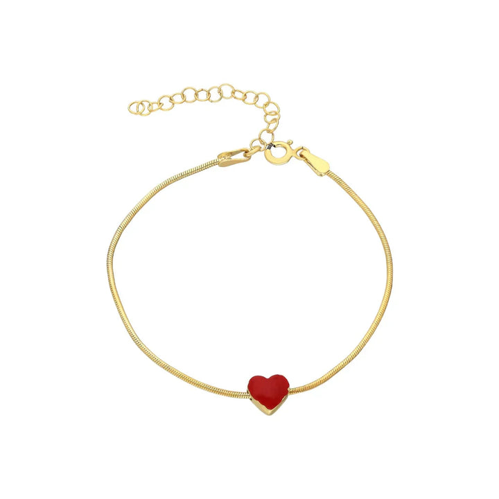925 Sølv| Rødt Hjerte Armbånd