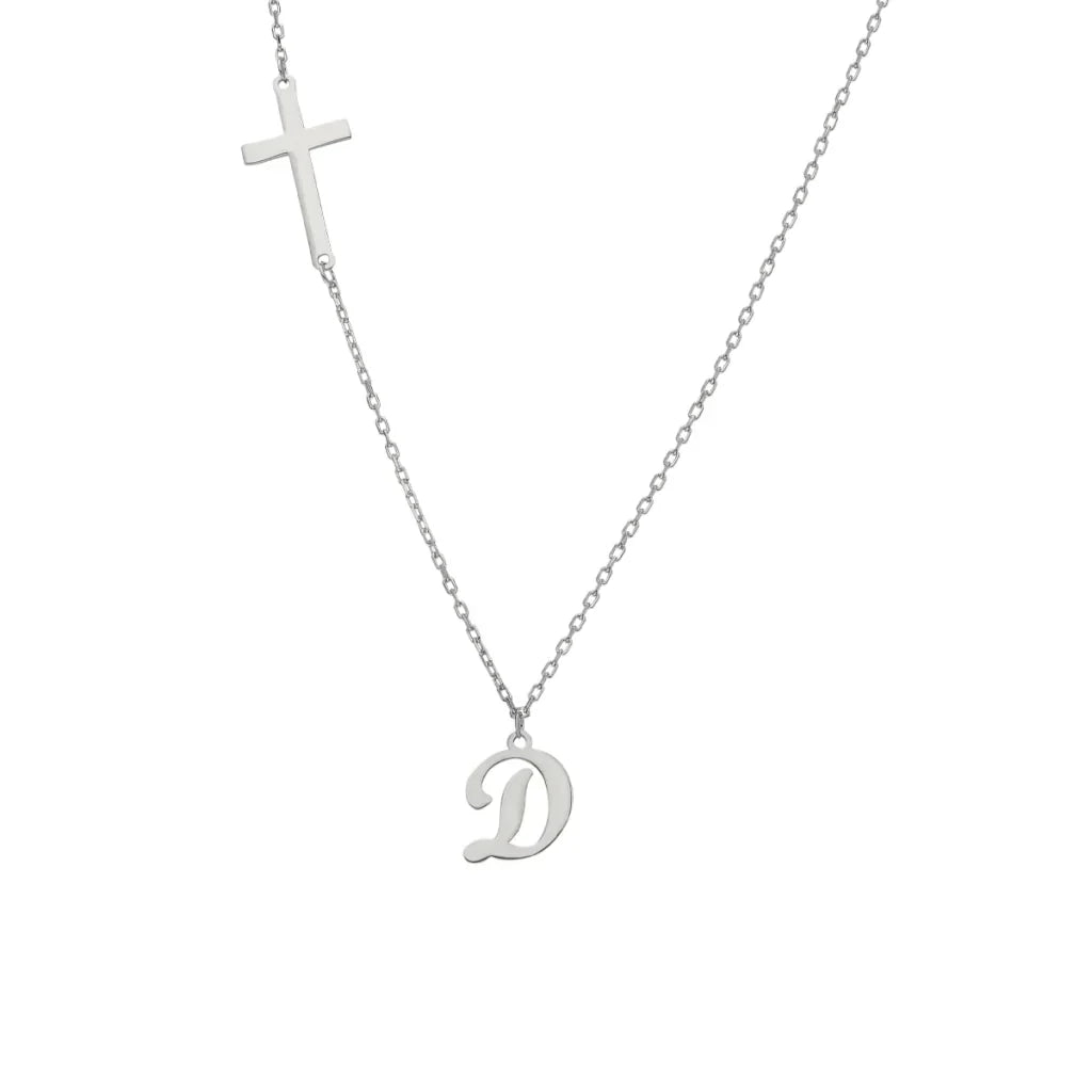 Kreuz Kette mit Buchstabe (7143381303341)