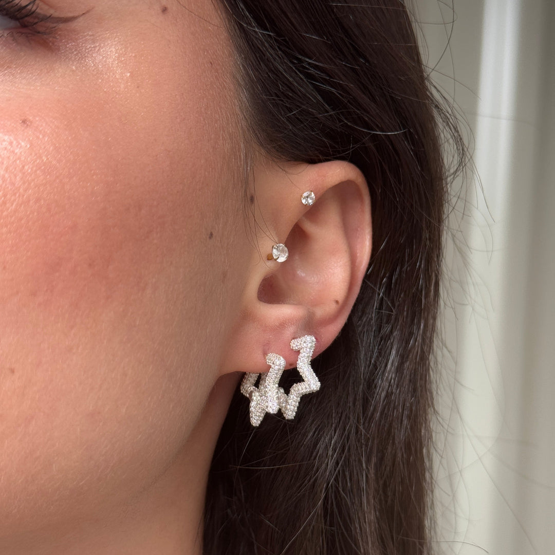 925 Sølv| Zirkon Stjerne Ørering