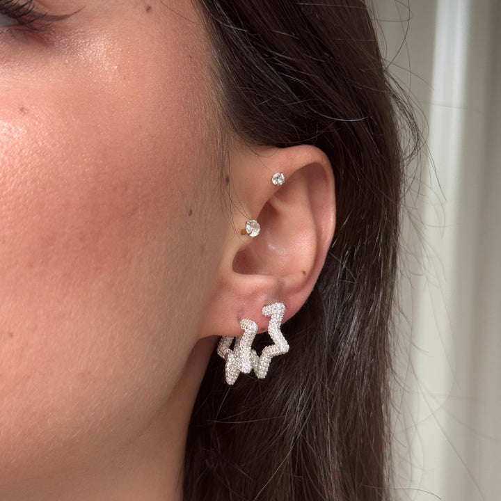925 Sølv| Zirkon Stjerne Ørering