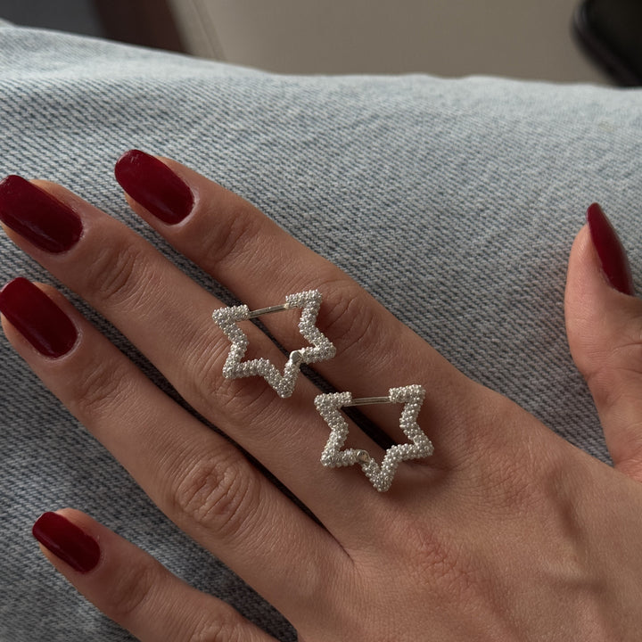 925 Sølv| Zirkon Stjerne Ørering