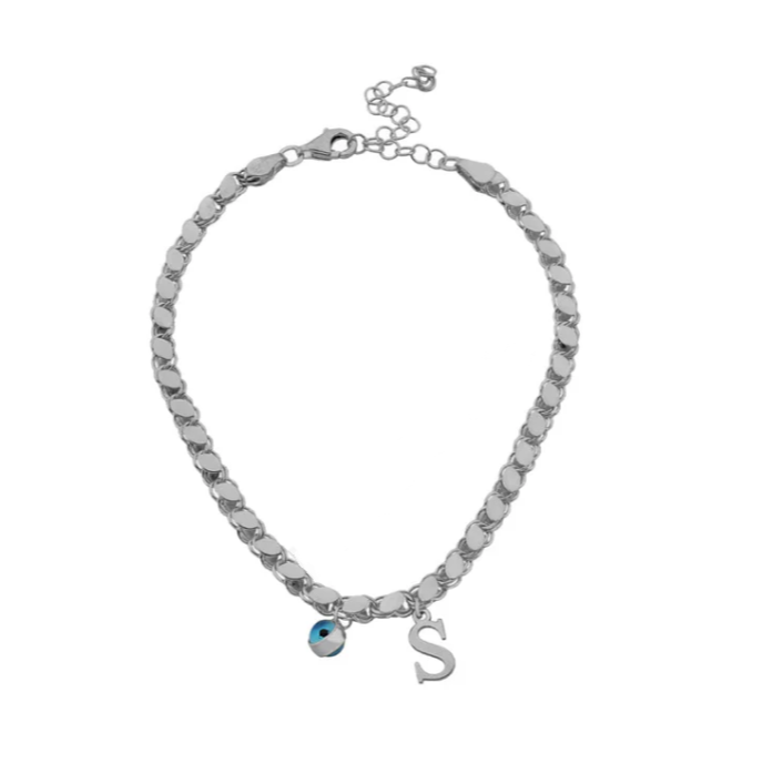 925 Sølv| Evil Eye Beaded Sequin Chain Armbånd