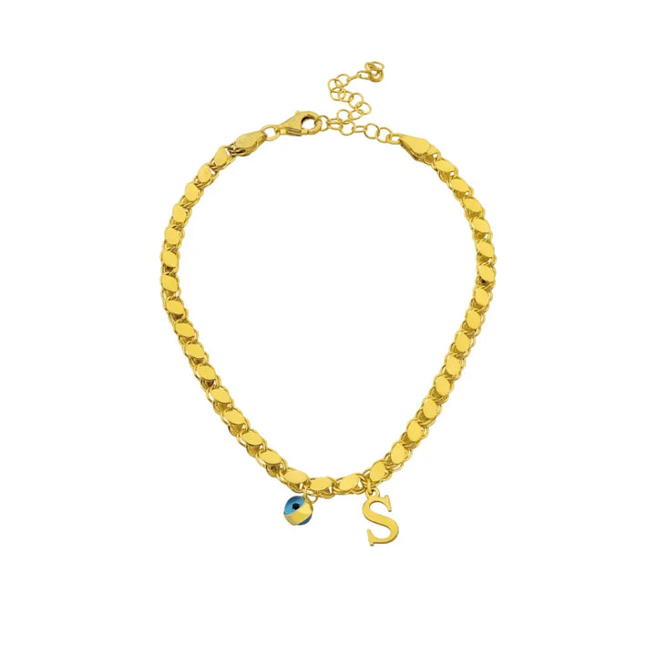 925 Sølv| Evil Eye Beaded Sequin Chain Armbånd