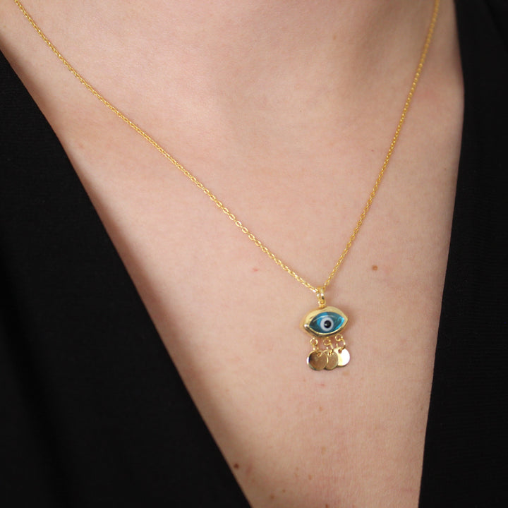925 Sølv| Paillet Evil Eye Halskæde