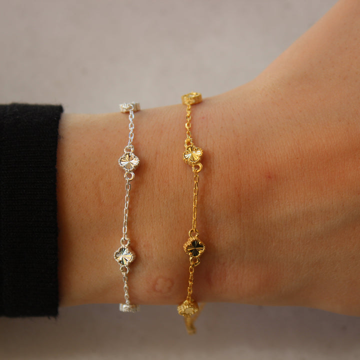 925 Sølv| Mini Farverigt Kløverarmbånd