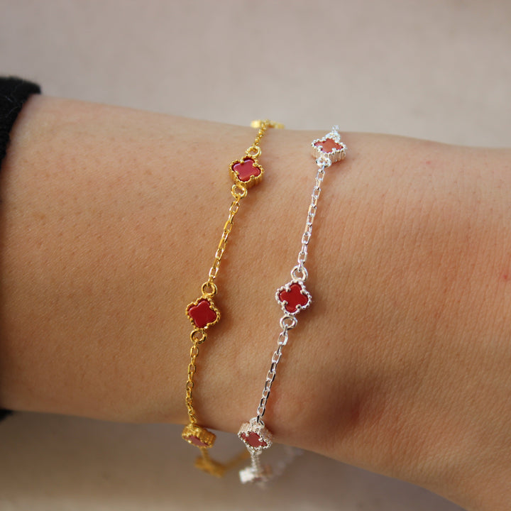925 Sølv| Mini Farverigt Kløverarmbånd