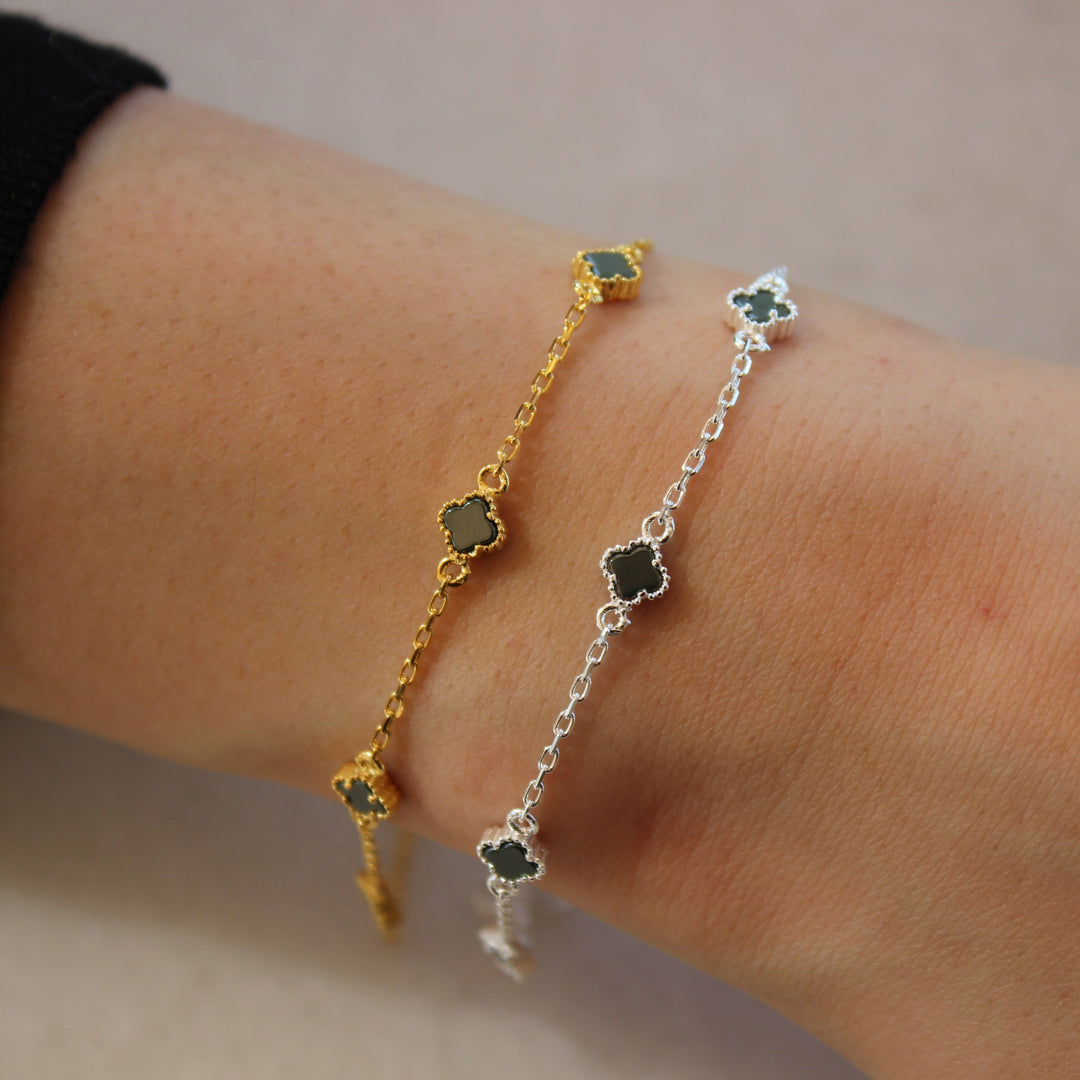 925 Sølv| Mini Farverigt Kløverarmbånd