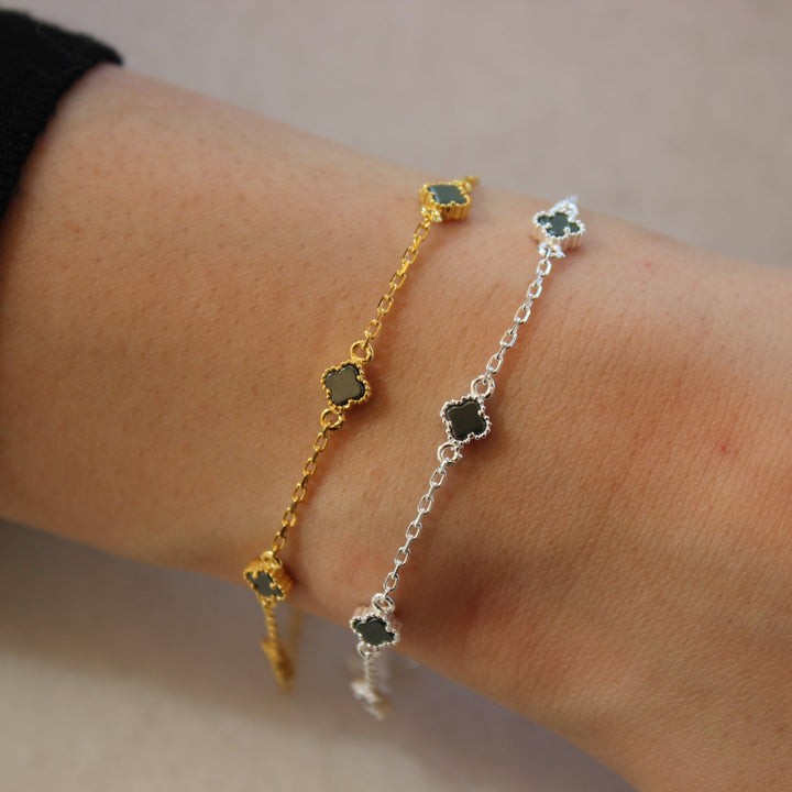 925 Sølv| Mini Farverigt Kløverarmbånd