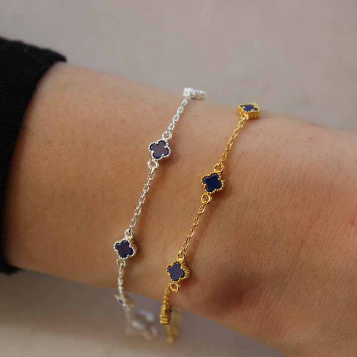 925 Sølv| Mini Farverigt Kløverarmbånd
