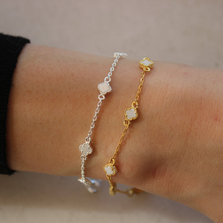 925 Sølv| Mini Farverigt Kløverarmbånd