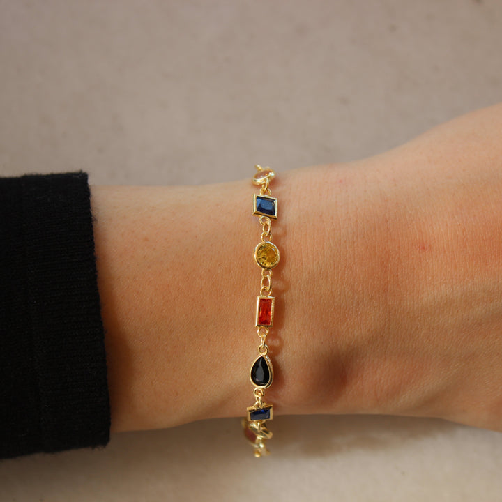 925 Sølv| Farvede Sten Armbånd