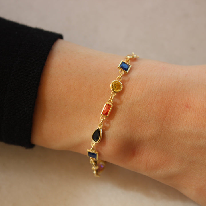 925 Sølv| Farvede Sten Armbånd