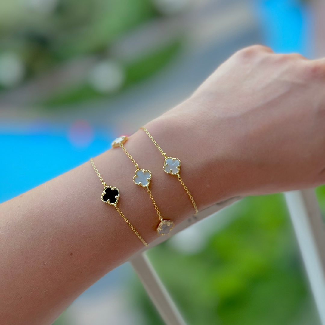 925 Sølv| Enkelt Hvidkløverarmbånd