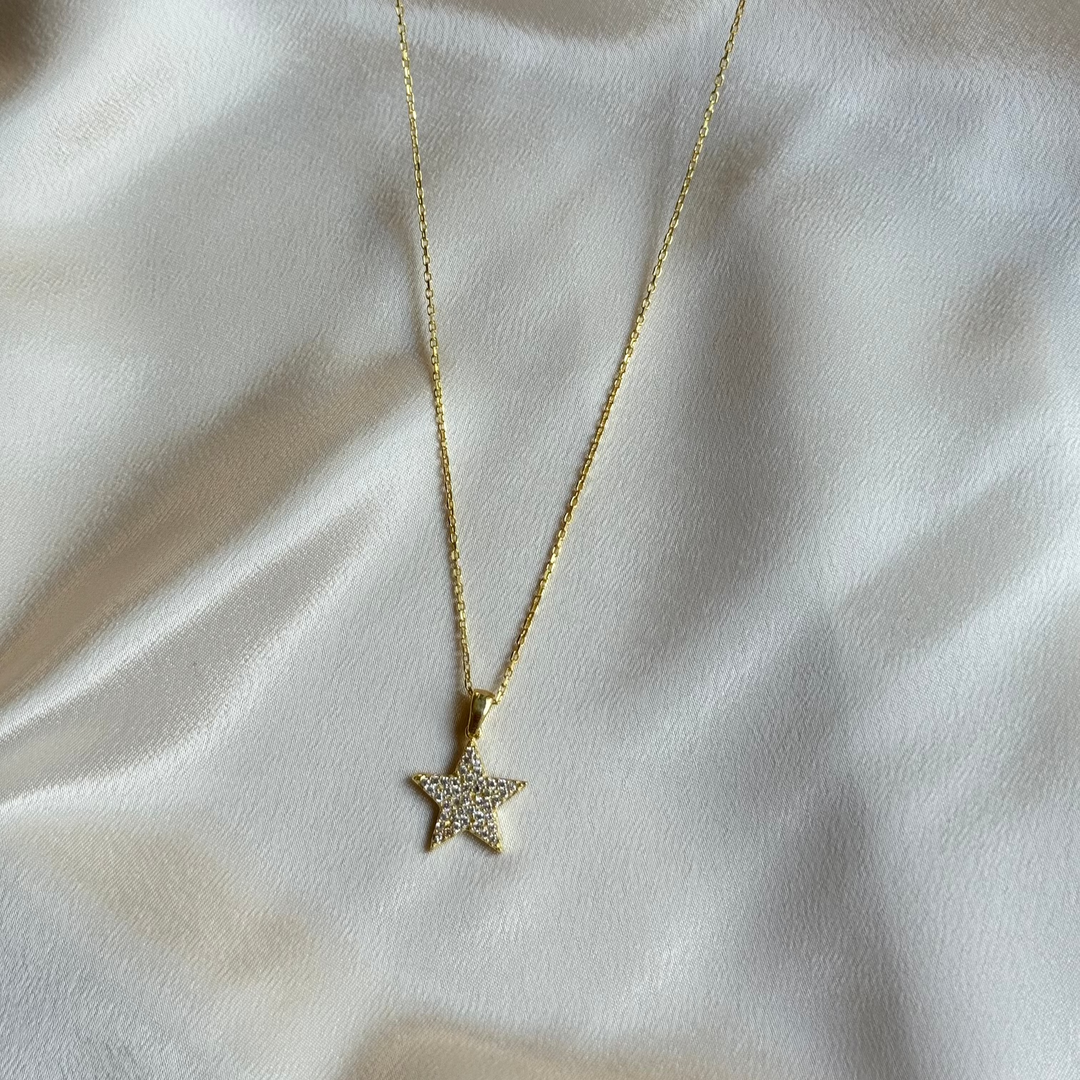925 Sølv| Fuld Zircon Stone Star Halskæde