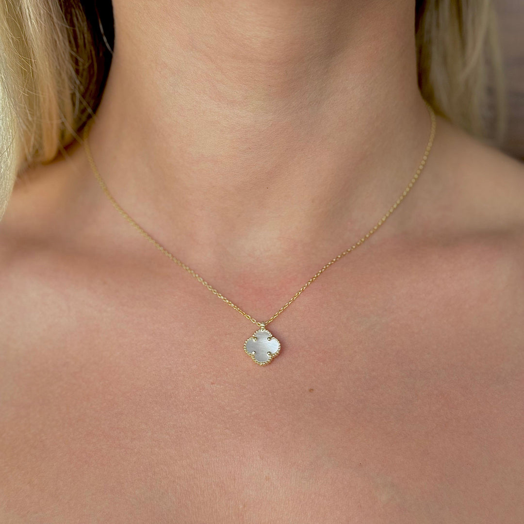 925 Sølv| Mini Clover Opal Halskæde